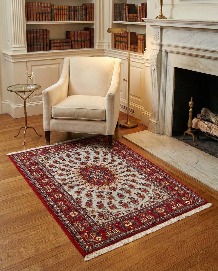 Detail image of 3' 7 x 4' 11 Hand Knotted Qom Persian Rug