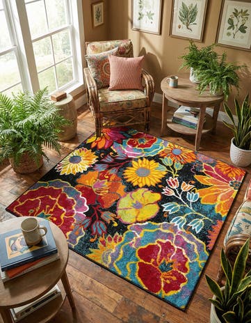 Black Tuscany Square Rug