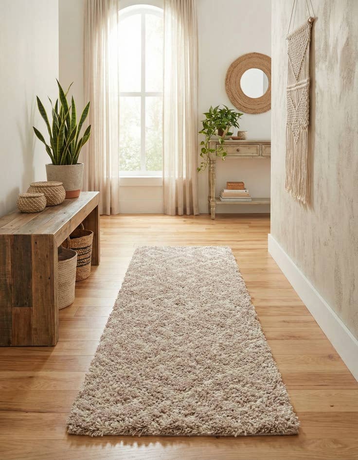 Detail image of  2' x 7' Lattice Shag Runner Rug