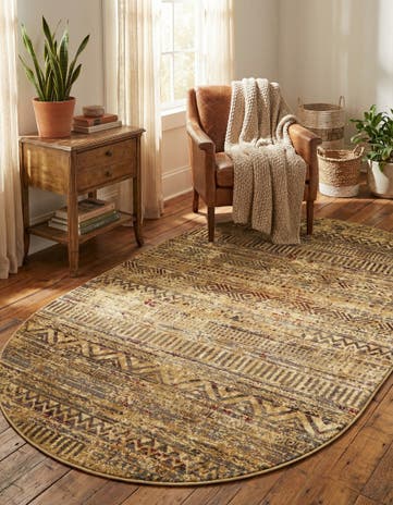 Beige Saturn Oval Rug