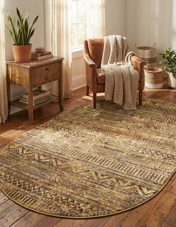 Beige Saturn Oval Rug