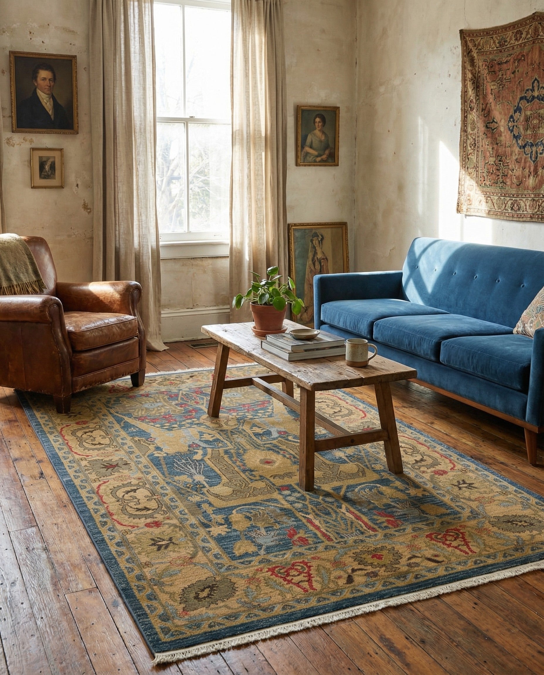Navy Blue Serapi Rug