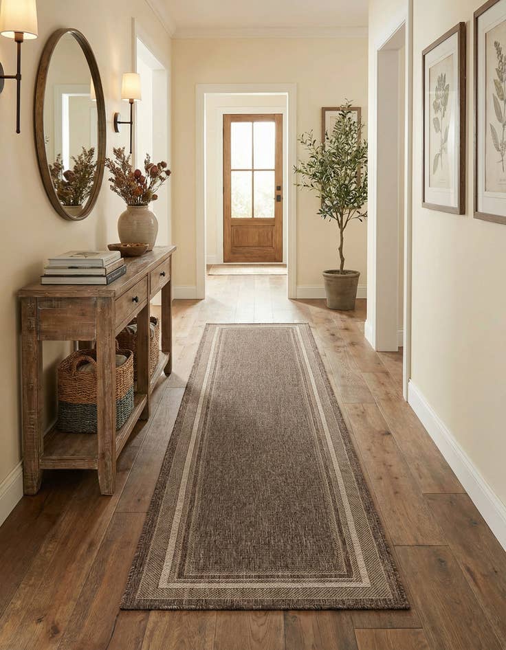 Detail image of  2' 7 x 12'  Washable Border Indoor / Outdoor Runner Rug