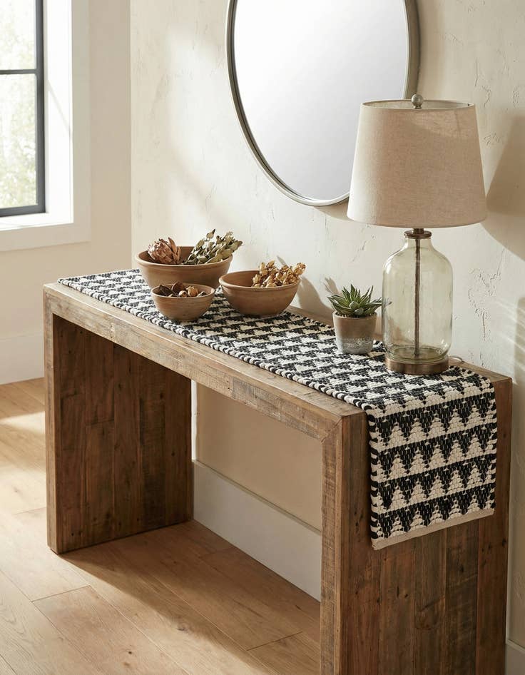 Detail image of 1' 2 x 4' 1  Hand Woven Chindi Jute Table Runner Rug