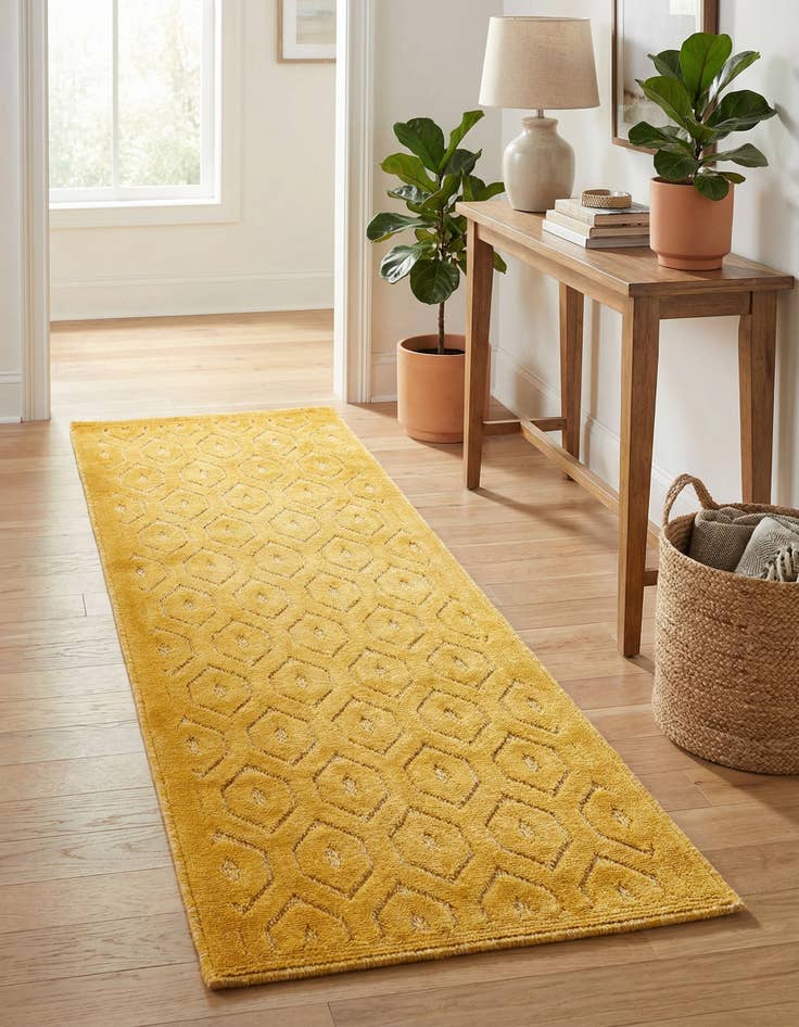 Detail image of 2' x 6'  Washable Trellis Textured Indoor / Outdoor Runner Rug