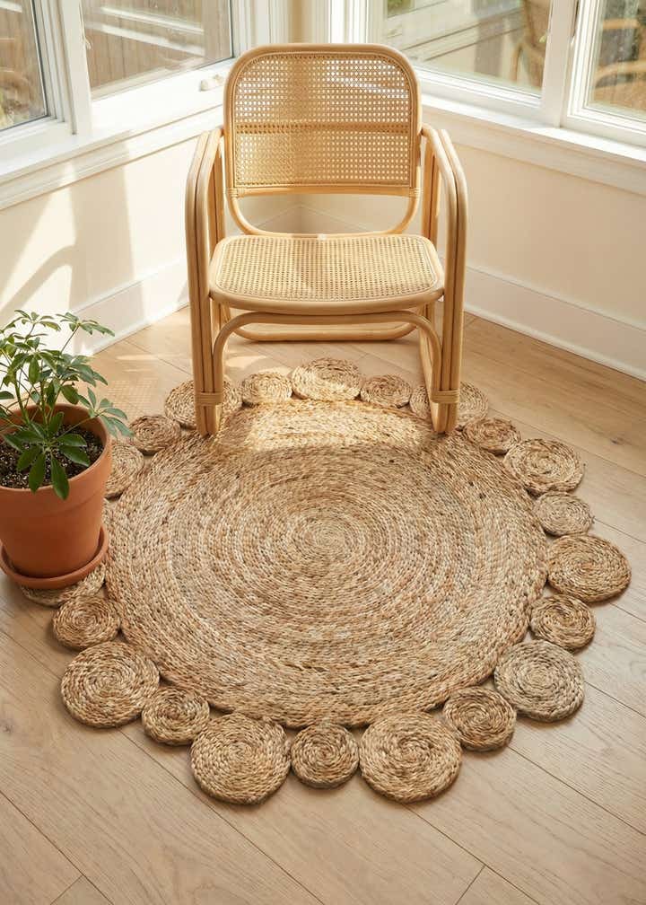 3' 1 x 3' 1 Handmade Braided Jute Round Rug