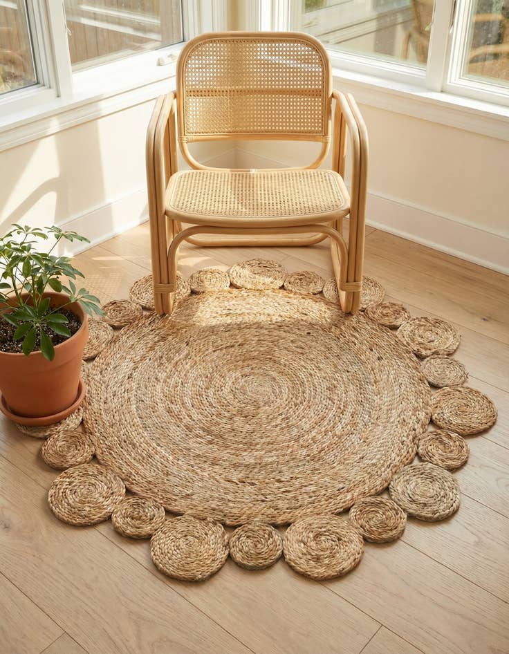 Detail image of 3' 1 x 3' 1 Handmade Braided Jute Round Rug