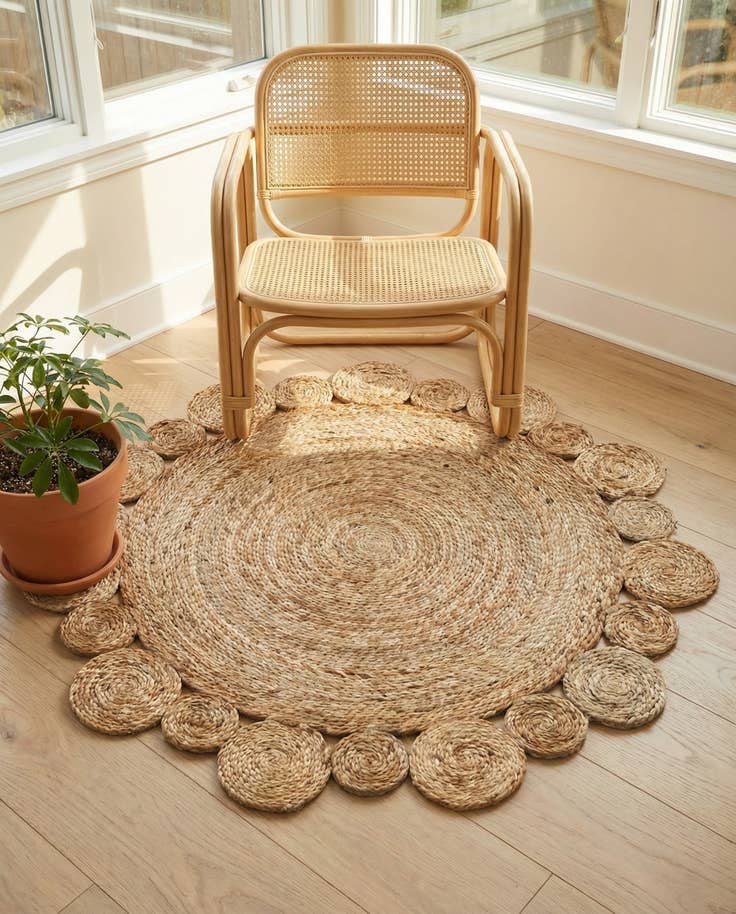 Detail image of 3' 1 x 3' 1 Handmade Braided Jute Round Rug