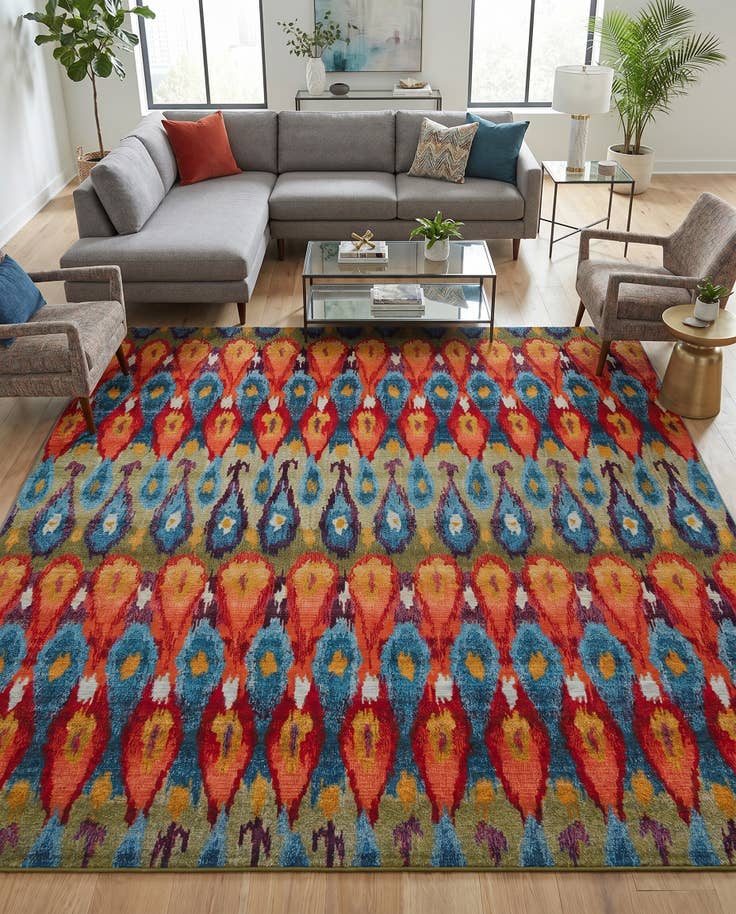 Detail image of 10' x 10' Easy-Clean Modern Indoor / Outdoor Square Rug