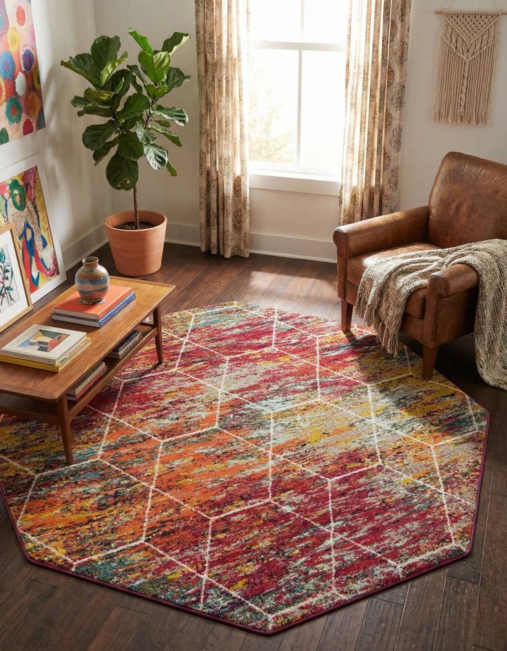 Detail image of 7' x 7' Lattice Frieze Octagon Rug