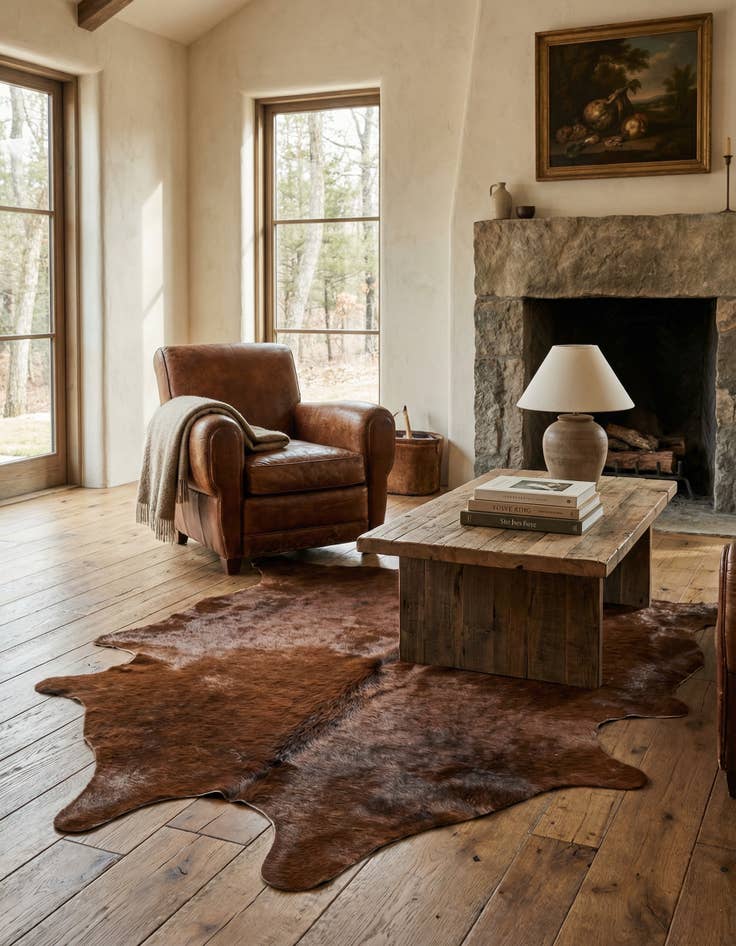 Detail image of 5' 11 x 6' 9 Cowhide Leather Rug