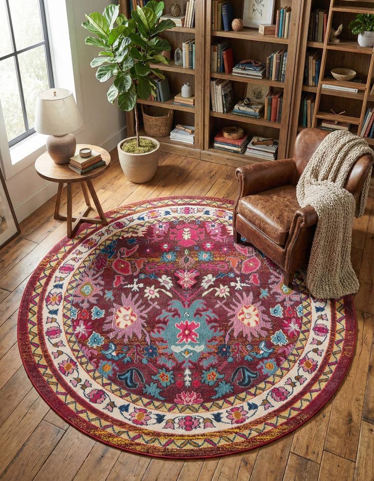 Detail image of 8' x 8' Washable Fleur Round Rug