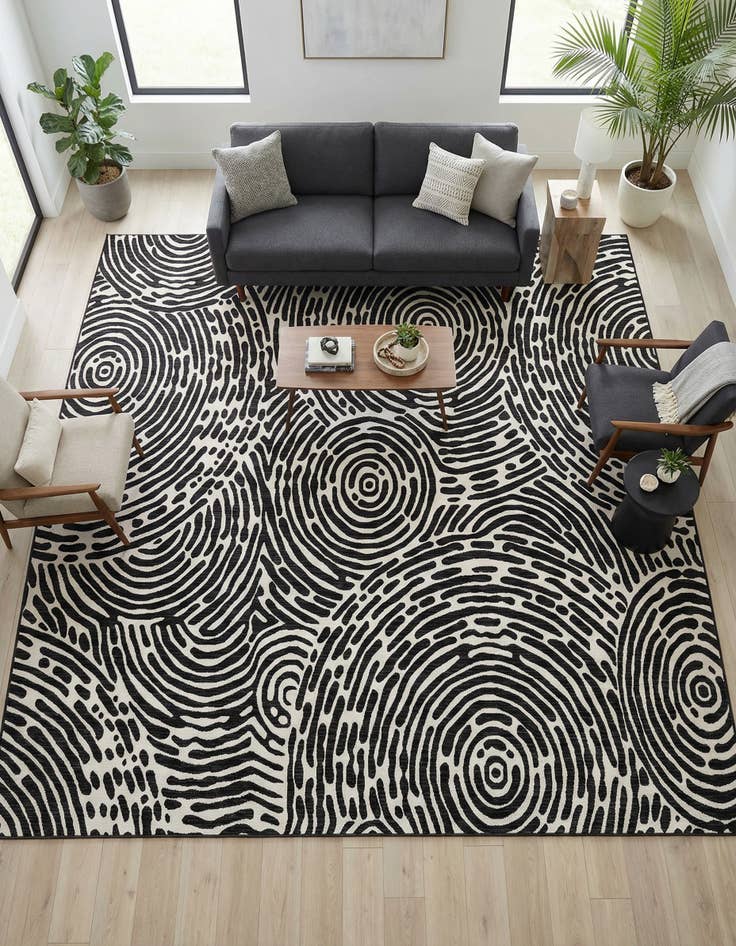 Detail image of  10' x 10'  Washable Modern Indoor / Outdoor Square Rug