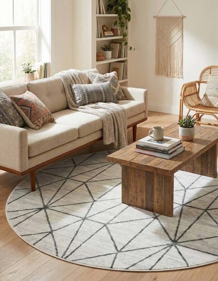 Detail image of 5' x 5' Lattice Trellis Round Rug