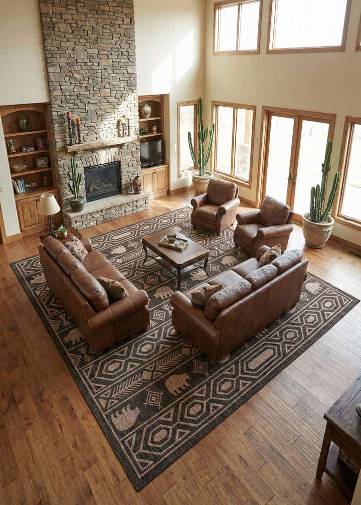 12' x 12' Easy-Clean Southwestern Indoor / Outdoor Square Rug