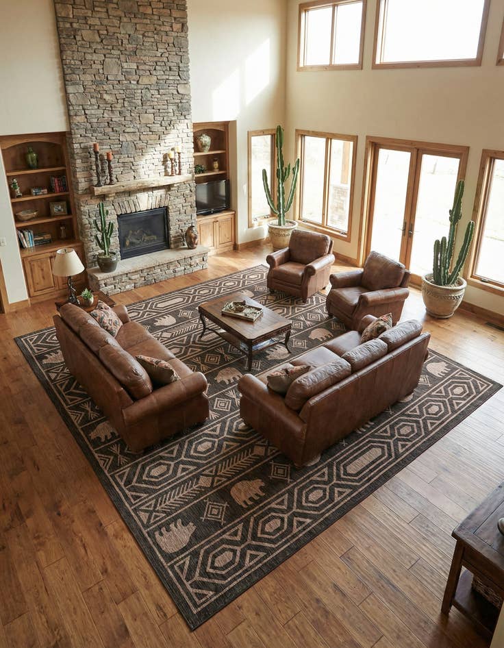 Detail image of 12' x 12' Easy-Clean Southwestern Indoor / Outdoor Square Rug
