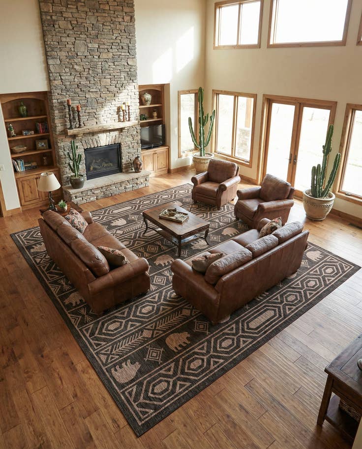 Detail image of 12' x 12' Easy-Clean Southwestern Indoor / Outdoor Square Rug