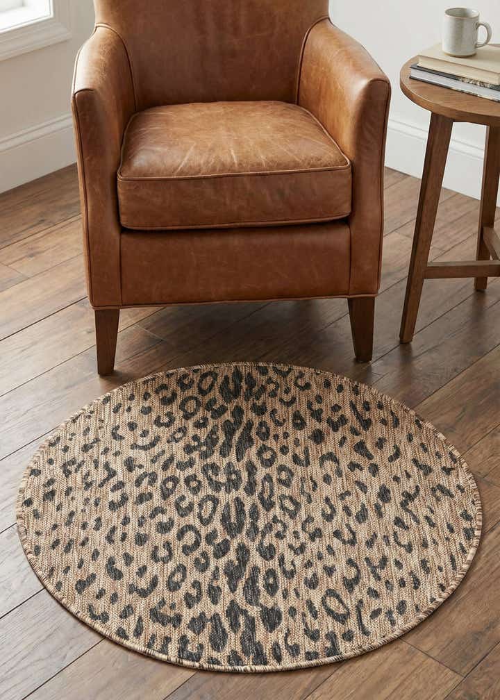 3' x 3' Easy-Clean Safari Indoor / Outdoor Round Rug