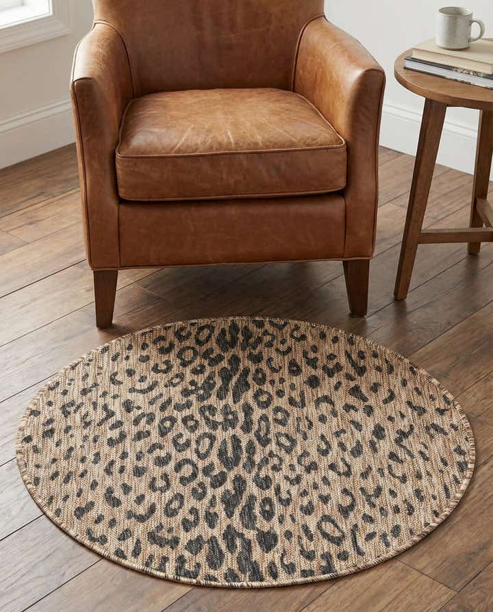 3' x 3' Easy-Clean Safari Indoor / Outdoor Round Rug