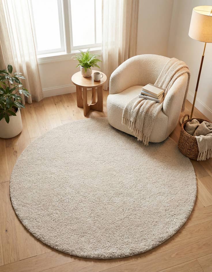 Detail image of 7' 1 x 7' 1 Soft Solid Shag Round Rug