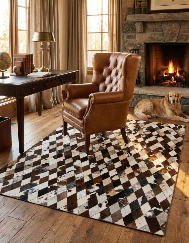 Detail image of 5' 8 x 7' 11 Cowhide Stocks Rug