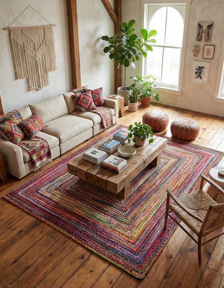 Detail image of 10' x 13' 1 Handmade Braided Chindi Rug