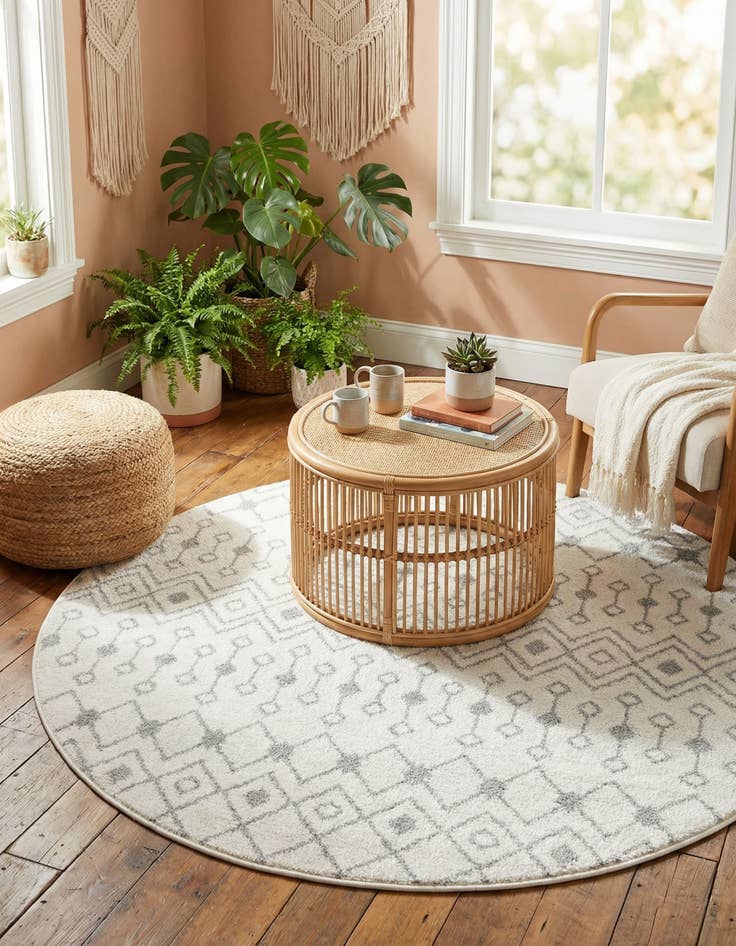 Detail image of 5' 3 x 5' 3 Moroccan Trellis Round Rug