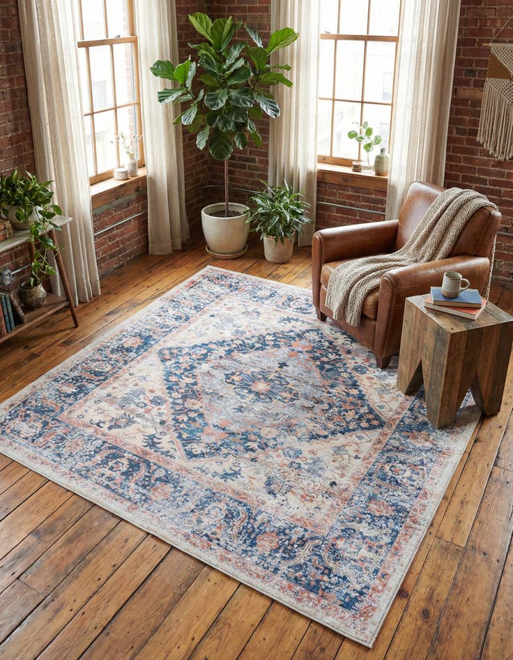 Detail image of 7' 10 x 7' 10  Washable Yara Square Rug