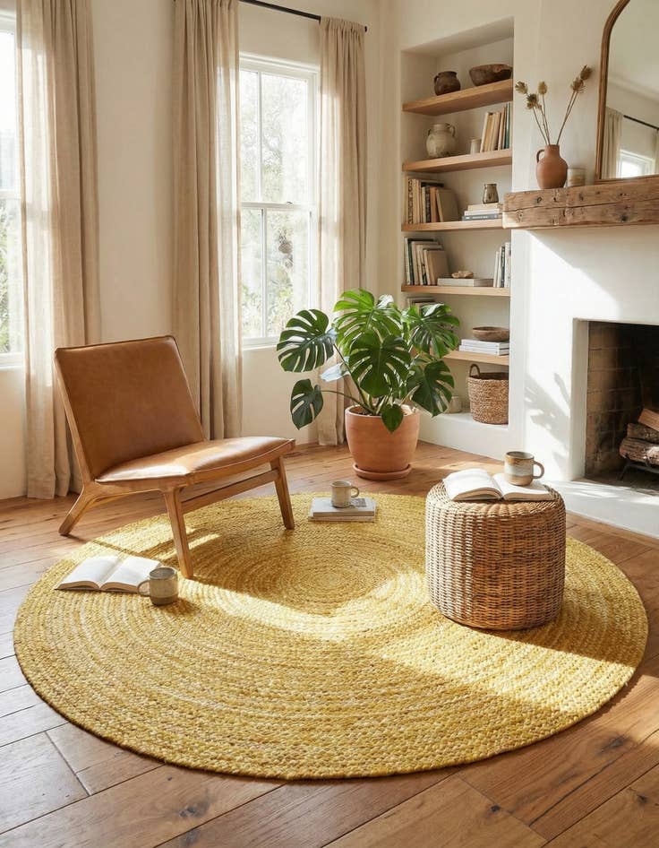 Detail image of 8' x 8'  Hand Braided Chindi Round Rug