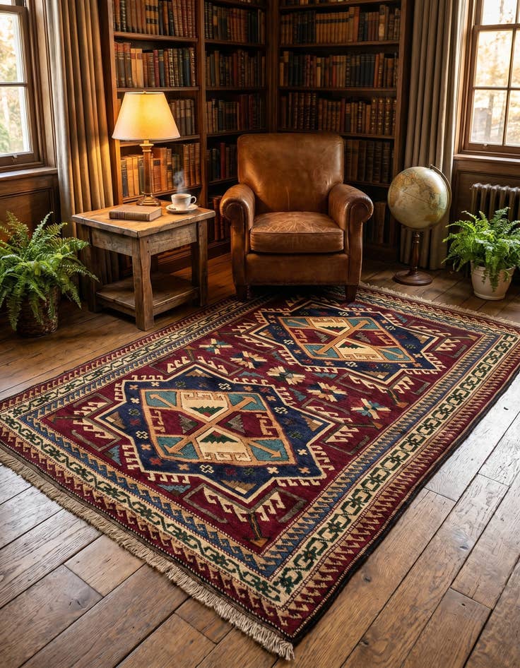 Detail image of 4' x 5' 7 Hand Knotted Kars Wool Rug