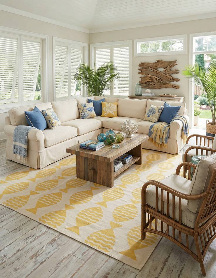 Detail image of 13' x 13'  Washable Coastal Indoor / Outdoor Square Rug