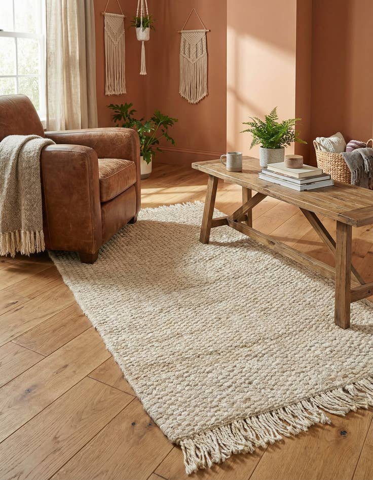 Detail image of 3' 1 x 5' 1 Hand Woven Chunky Jute Rug