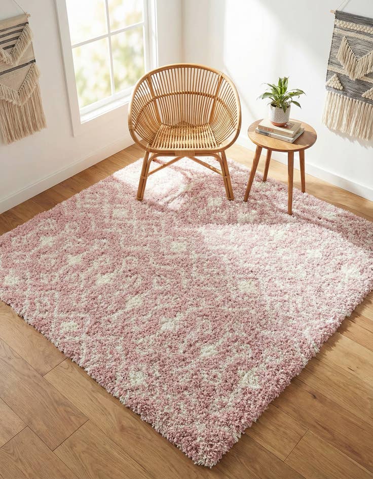 Detail image of 6' x 6' Moroccan Trellis Shag Square Rug