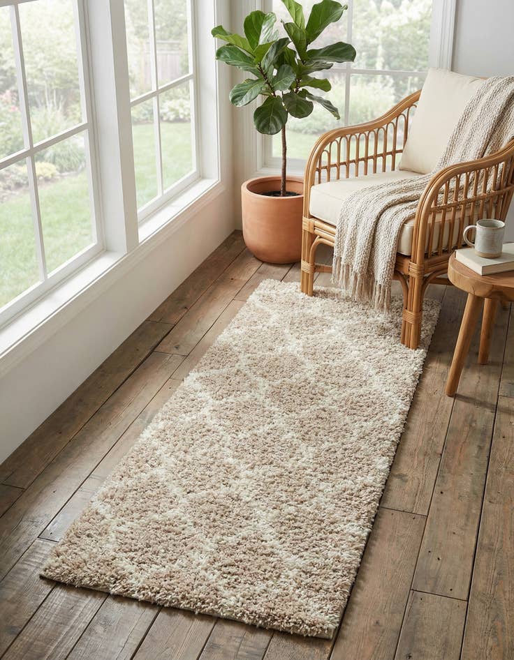 Detail image of 2' x 5' Trellis Shag Runner Rug