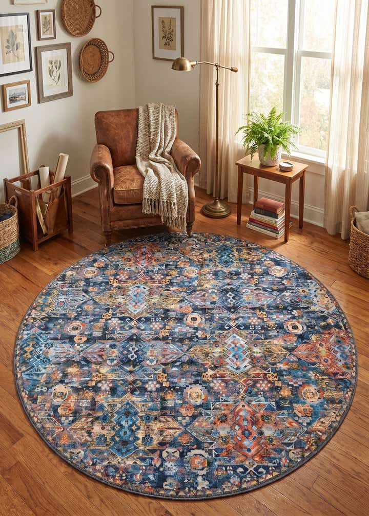 5' x 5' Washable Timeless Round Rug