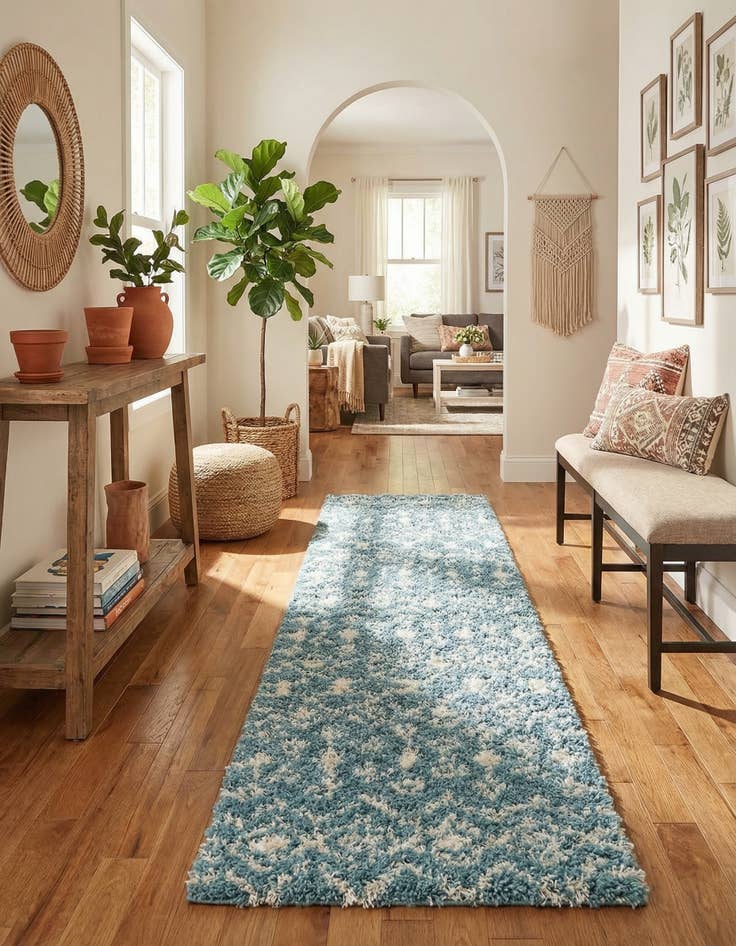 Detail image of 2' 7 x 10' Moroccan Trellis Shag Runner Rug