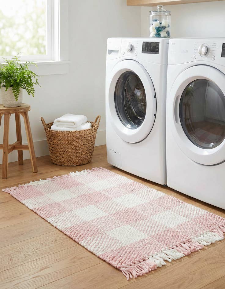 Detail image of 2' 2 x 3' Eco Plaid   Washable Indoor / Outdoor Rug