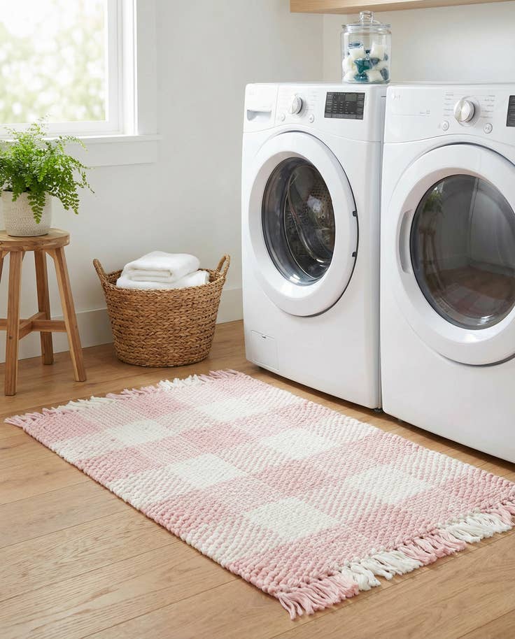 Detail image of 2' 2 x 3' Easy-Clean Eco Plaid Washable Indoor / Outdoor Rug