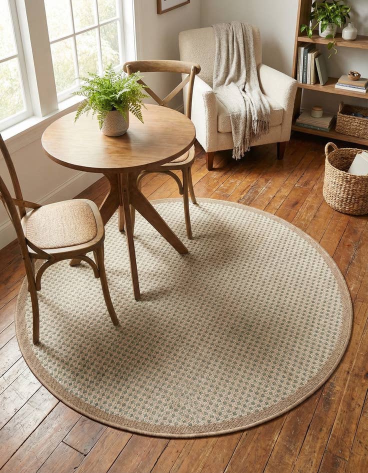 Detail image of 4' x 4' Washable Border Indoor / Outdoor Round Rug