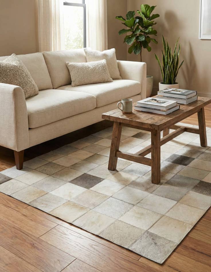 Detail image of 3' 11 x 5' 10 Cowhide Stocks Rug