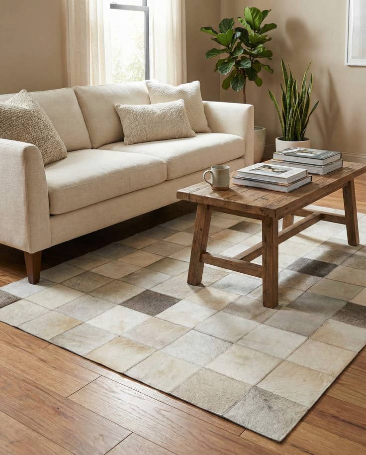 Detail image of 3' 11 x 5' 10 Cowhide Stocks Rug