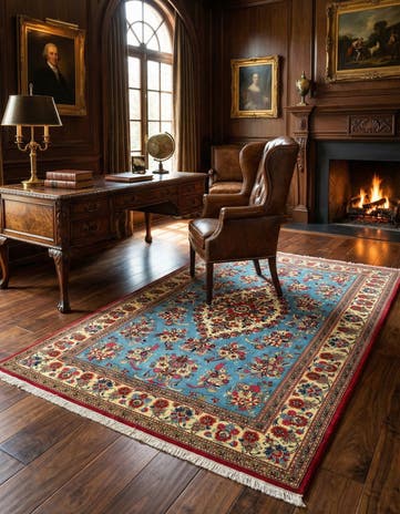 4' 9 x 6' 10 Hand Knotted Qom Persian Rug