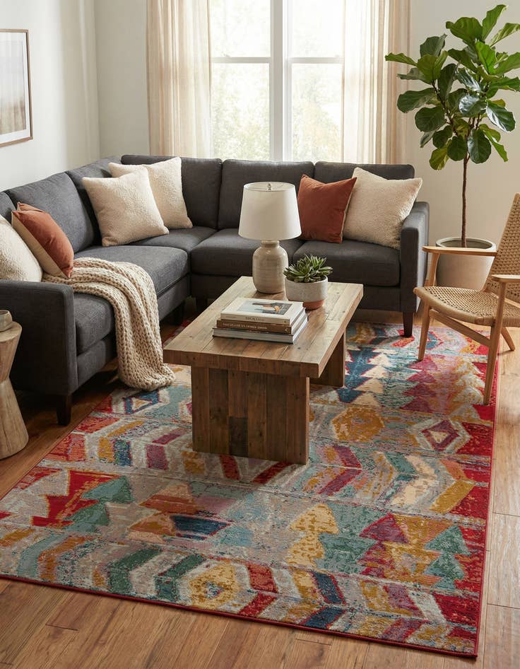 Detail image of 5' 3 x 8' Washable Modern Indoor / Outdoor Rug