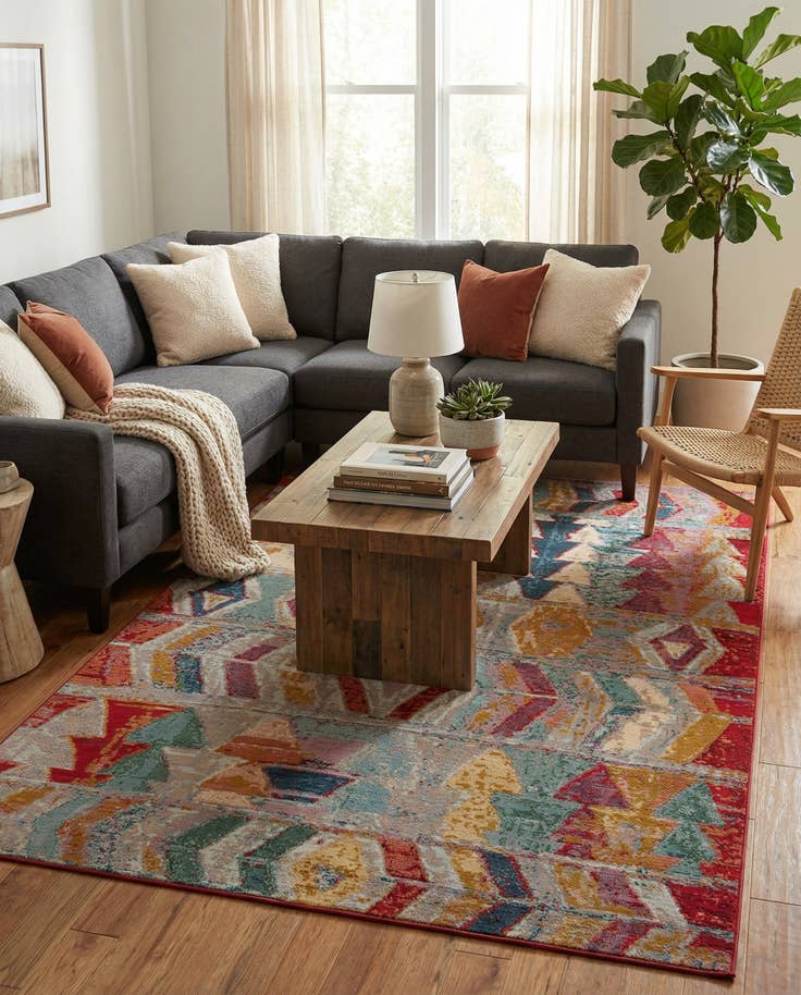 Detail image of 5' 3 x 8' Easy-Clean Modern Indoor / Outdoor Rug