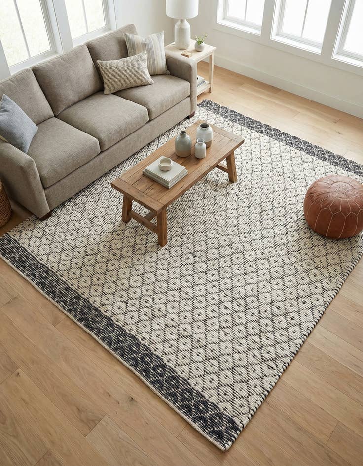 Detail image of 8' x 8' Hand Woven Chindi Trellis Square Rug