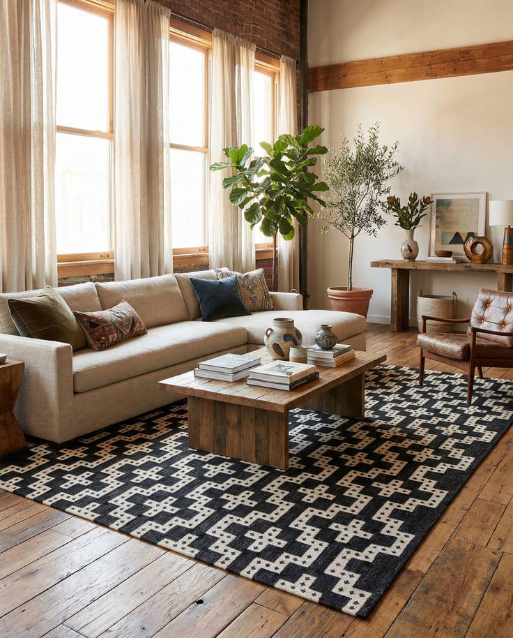 Detail image of 10' x 14' 1 Hand Woven Kilim Wool Rug