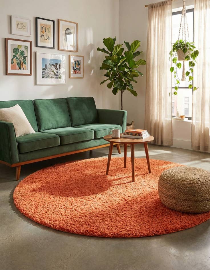 Detail image of 6' x 6' Solid Shag Round Rug