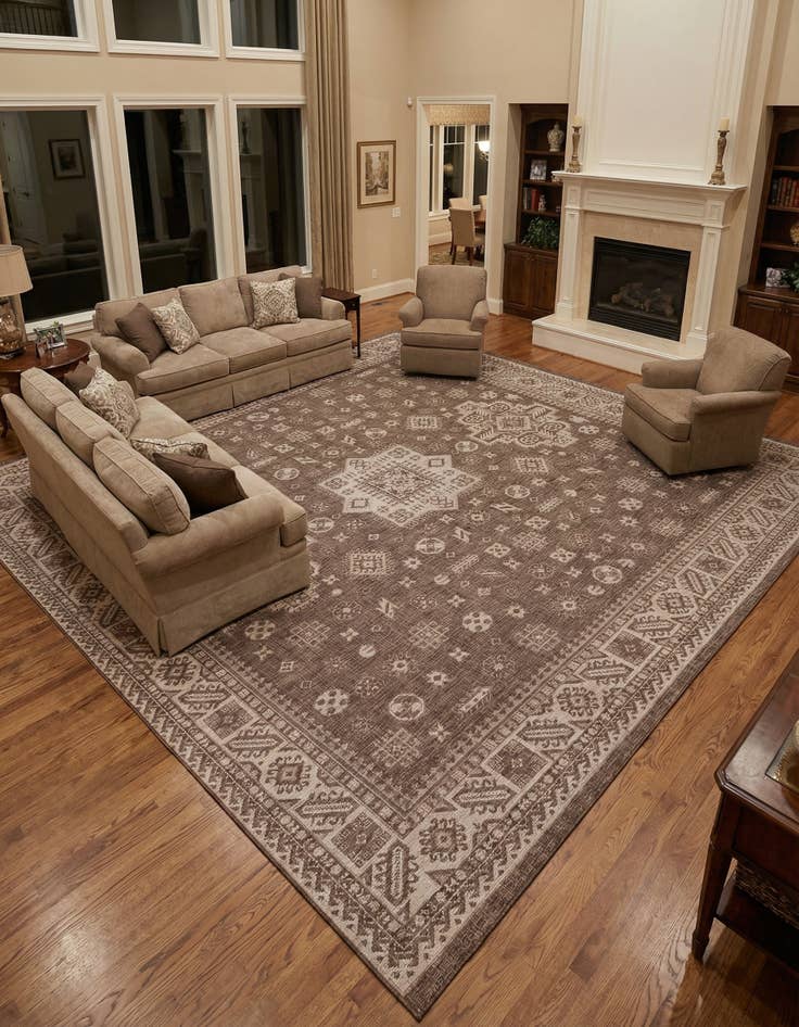 Detail image of 13' x 13'  Washable Aztec Indoor / Outdoor Square Rug