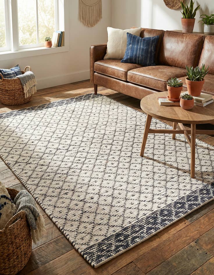 Detail image of 5' 1 x 8'  Hand Woven Chindi Trellis Rug