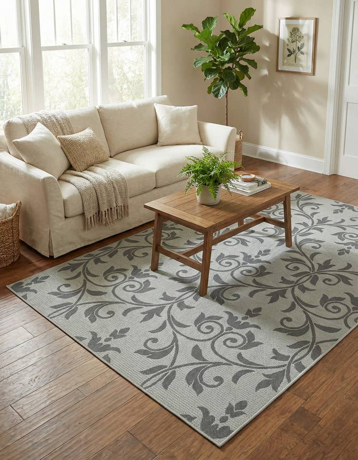 Detail image of 5' 3 x 8' Washable Botanical Indoor / Outdoor Rug